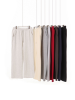 Pantalon de survêtement décontracté en molleton 420 g/m² avec poche, coupe droite et large, pour homme et femme, avec cordon de serrage