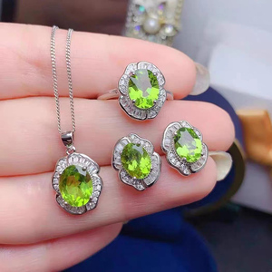 Bulk Wholesale Sterling <strong>Silver</strong> 925 <strong>Jewelry</strong> Natural <strong>Emerald</strong> Minimalist Women's Rings/Earrings/Necklace Wedding Party Gift CMA - Product Image 5