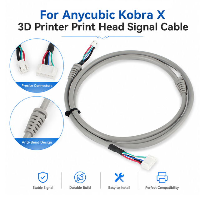 Print Head Signal Cable for Anycubic Kobra X 3D Printer Replacement Wiring Harness 6pin Connector High Flex Anti Bend