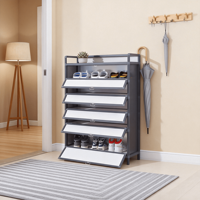 Armoire à chaussures en aluminium à 5 niveaux rabattable et extractible, gain de place, salon et entrée de villa, organisateur de chaussures