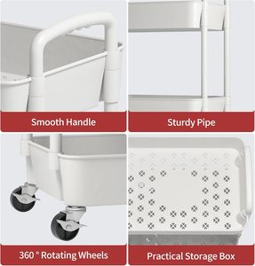 FactoryDirect Modern Plastic Rolling Tier Kitchen <b>Cart</b> Standing Type Storage for <b>Tools</b> and Dinnerware Cleaning <b>Tools</b> Included - Product Image 3