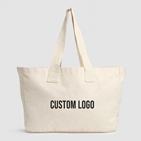 Grand sac fourre-tout en toile avec impression personnalisée du logo de la marque, sac de shopping en coton épais, sac de voyage et de plage écologique avec long ruban et fermeture éclair à lettres
