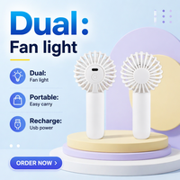 Ventilador de Mano Eléctrico LED Recargable USB, Mini Ventilador Portátil de Viaje, Bonito, de Cuatro Velocidades, de Plástico, para Uso Doméstico y al Aire Libre
