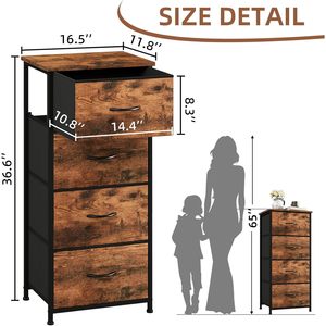 Modern 4-Drawer <b>Tall</b> Dresser for Bedroom Removable <b>Storage</b> Bins Organizer Furniture Home Decor Made in China in Stock - Product Image 3