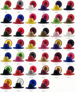 Chapeaux Fedora Unisexe Élégants Bicolores en Feutre Personnalisé, 40 Couleurs, Laine, Bord Large de 7,5 cm, pour Pêche, Fêtes, Vente en Gros 2023 - Product Image 2