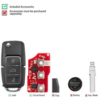 Clé de voiture à distance filaire Xhorse XKB526EN VVDI pour VW B5 Type 2e génération, 3 boutons, connecteur en plastique, sans