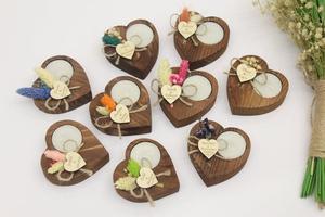 Custom Holiday Decoration Bridal Shower Favors Wedding Guest Favors Gifts Wooden Heart Shaped <strong>Tealight</strong> Candle <strong>Holder</strong> - Product Image 4
