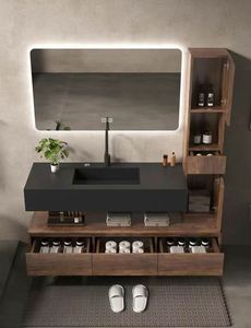 Mueble de Baño Individual de Estilo Tradicional Chino de la Serie Medieval con Espejo Inteligente Rectangular - Product Image 4