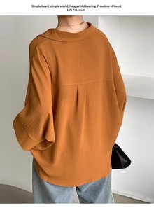 Japanese Style Plus Size Oversized Linen Lapel Blouse <strong>Women</strong> Loose Solid Color Feifei Sleeve <strong>Shirt</strong> Summer <strong>Beach</strong> Daily Wear - Product Image 6
