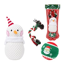 Ensemble de jouets en peluche pour chien de Noël – Balle à nœuds résistante aux morsures avec son et poupée de puzzle pour le nettoyage des dents – Cadeau de Noël idéal pour les chiens