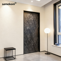 Porte cachée invisible en bois d'aluminium doré satiné Charnière cachée Design d'hôtel de luxe Porte cachée à motif de pierre