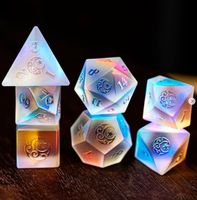 D & d rpg – dés à bords tranchants, gemmes en métal polyédriques, verre transparent, gemmes exquises, pierre d'obsidienne, dnd, gemmes