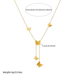 Butterfly Pendant Tassel Chain Gold Plated Clavicle Necklace For Women Everyday Wear - Product Image 4