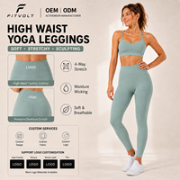 Leggings de Yoga FITVOLT, Estilo Europeo Americano, Cintura Alta Elástica, Sin Costuras, Elásticos en Cuatro Direcciones, Absorbentes de Sudor, Color Sólido