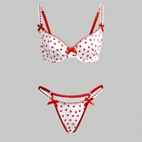 Ensemble de lingerie sexy trois pièces pour femme, style triangle, avec lacets, push-up en forme de cœur et nœud, collection Pure Desire