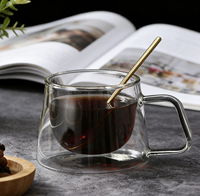 Mug à café en verre à double paroi, tasse isolée transparente avec poignée pour expresso, latte, thé