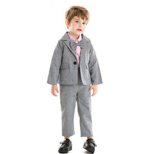 Top Qualité Solide Gris Chemise Manteau Pantalon Bébé Garçon Gentleman Ensemble pour 1 2 3 4 5 6 Ans KBLS-035 - Product Image 2