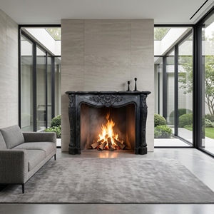Customized Marble <b>Fireplace</b> Modern Hand Carved Luxury Dark/Black Jade Marble <b>Fireplace</b> Mantel Marble <b>Fireplace</b> Surround - Product Image 1
