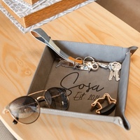 Plateau de rangement en similicuir PU personnalisable et pliable, vierge, gravable au laser, pour cadeaux promotionnels