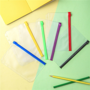 สมุดโน๊ตยึดจับ6รูแผ่น PVC สีใหม่ภายในมีซิป A6เครื่องเขียน - Product Image 3