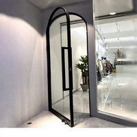 Puerta Abatible de Aluminio con Diseño Arqueado Francés, Interior Moderno, Impermeable, con Rotura de Puente Térmico y Doble Vidrio Templado