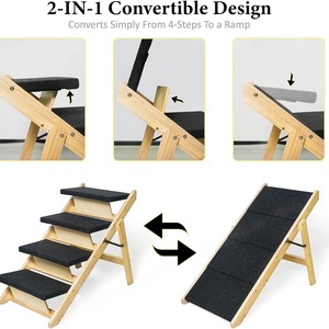 Cross-border wooden pet climbing ladder, foldable stairs and ramps suitable for <b>beds</b>, cars, and <b>dogs</b>, easy to customize. - Product Image 3