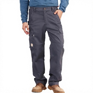 Men's Dark Gray <b>Work</b> <b>Pants</b> <b>Cargo</b> Style Abrasion Resistant Cotton Uniform Trousers - Product Image 1