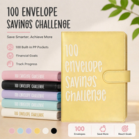 Carnet de budget à couverture rigide en cuir/PU à feuilles mobiles avec fermeture magnétique, 25 feuilles, enveloppes transparentes en PP pour espèces, multiples
