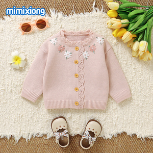 Suéter de Punto Mimixiong 2024 <span class=keywords><strong>para</strong></span> Recién Nacidos, Bordado con un Hermoso Patrón de Flores, Chaqueta Tipo Cárdigan de Boutique - Product Image 2