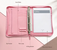 Carnet à spirales A5 personnalisable, classeur à anneaux, en cuir PU, avec fermeture éclair, journal, organiseur de budget