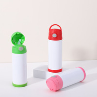 Bouteille d'eau en acier inoxydable à double paroi pour enfants de 350ml avec couvercle en paille pour l'école.