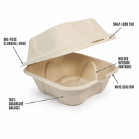 Boîte alimentaire à emporter en bagasse de canne à sucre, la plus vendue, robuste, écologique, personnalisable en usine, vente en gros