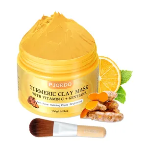 Private Label OEM/ODM Organic Turmeric Vitamin C Facial Mud Mask Face Skin Care Anti-Acne Refining Pores Brightening Clay Mask