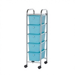 Chariot roulant en métal à 5 niveaux avec tiroirs, chariot de rangement pour outils de nettoyage - Design moderne - Product Image 1