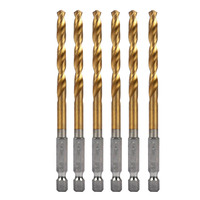 Foret hélicoïdal HSS haute vitesse FEIDA, plaqué titane, diamètre 1mm-5mm, tige hexagonale M2 en acier inoxydable pour matériaux durcis