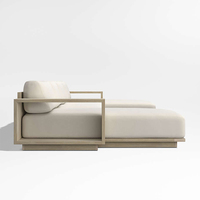 Ensemble de canapés sectionnels en forme de L en teck de luxe moderne, en bois massif, meubles d'extérieur en métal pour patio, jardin, hôtels, parcs, fermes