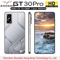 Smartphone 5G GT30 16 Go + 1 To Android 15 2026 Dernière Génération, Écran Perforé 7,3 Pouces avec Reconnaissance Scénique IA, Grand Écran, Mémoire Flash