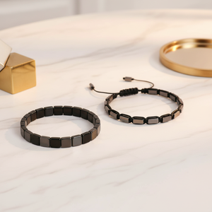 <span class=keywords><strong>Bracciale</strong></span> in ematite con perline quadrate di <span class=keywords><strong>ossidiana</strong></span> naturale, per alleviare lo stress, souvenir curativo, regalo festivo, adatto per uomini e donne - Product Image 3