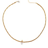 Nouvel Arrivage Transfrontalier Europe-Amérique : Collier en Cuivre Plaqué Or avec Fleur Nouée à Double Cordon, Style Résine Exquis et Délicat