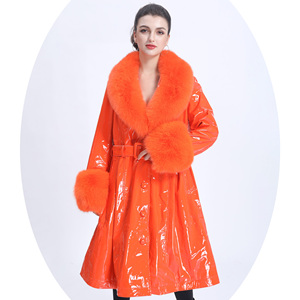 Vente flash <span class=keywords><strong>Black</strong></span> <span class=keywords><strong>Friday</strong></span> Janefur Manteau en fourrure de renard naturelle chaud d'hiver pour femmes grandes tailles avec col et poignets en fourrure véritable en cuir - Product Image 2