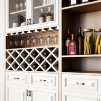 Buffet de cuisine autoportant moderne en bois avec casier à vin, porte-verres, grande capacité, rangement pour micro-ondes