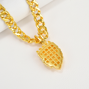 Corona testa di <span class=keywords><strong>leone</strong></span> <span class=keywords><strong>collana</strong></span> pendente <span class=keywords><strong>con</strong></span> 16mm Miami catene a maglie cubane Hip Hop cristallo placcato oro gioielli per uomo donna Unisex - Product Image 4