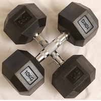 Équipement de musculation commercial, haltères hexagonaux réglables en caoutchouc écologique noir et rouge, 40 kg