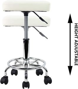 <strong>Square</strong> Rolling Stool PU Leather Height Adjustable Swivel Massage SPA Salon Stools Task <strong>Chair</strong> With Wheels - Product Image 3