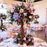 LEDA Nouveau design de centre de table en fleurs artificielles avec tronc d'arbre pour la décoration de table de mariage