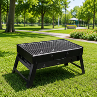 Barbecue portable pliable en acier noir avec surface antiadhésive pour le camping et l'utilisation en extérieur dans le jardin