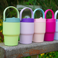 Petit gobelet portable en acier inoxydable 304 Bingba de 14oz avec poignée chaude pour voiture, camping et bureau