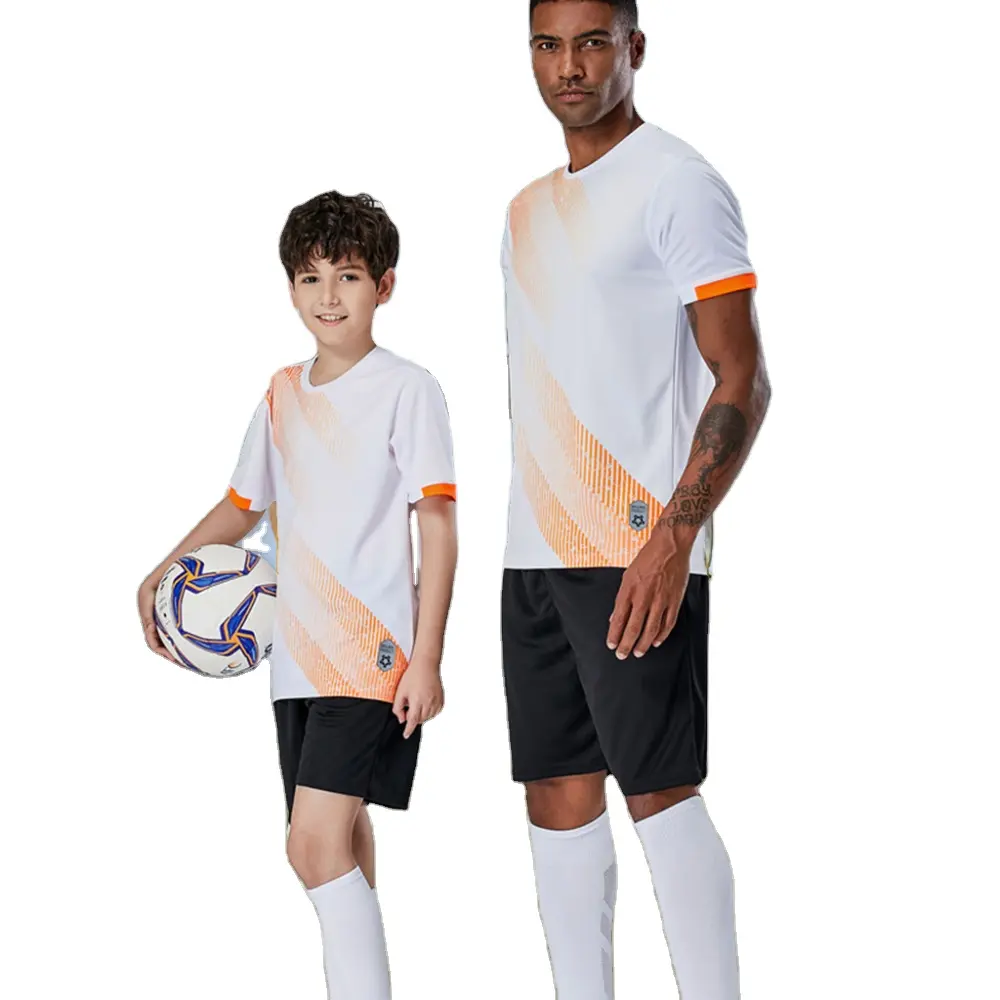 23/24クイックドライサッカージャージー通気性半袖フットボールキットカスタマイズ可能なロゴ印刷UniformeDe Futbol Camisetas
