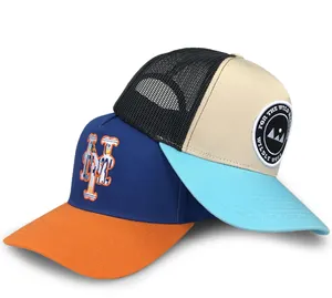 모자 면 야구 모자 야외 활동 모자 로얄 블루 컬러 5 패널 Gorras 야구 모자 메쉬 모자 스포츠 모자 남성용 여성용