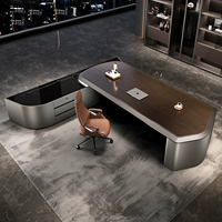 Bureau de direction moderne de luxe en forme de L, table de patron créative et incurvée, grand bureau de gestionnaire, poste de travail, ensemble de mobilier de bureau